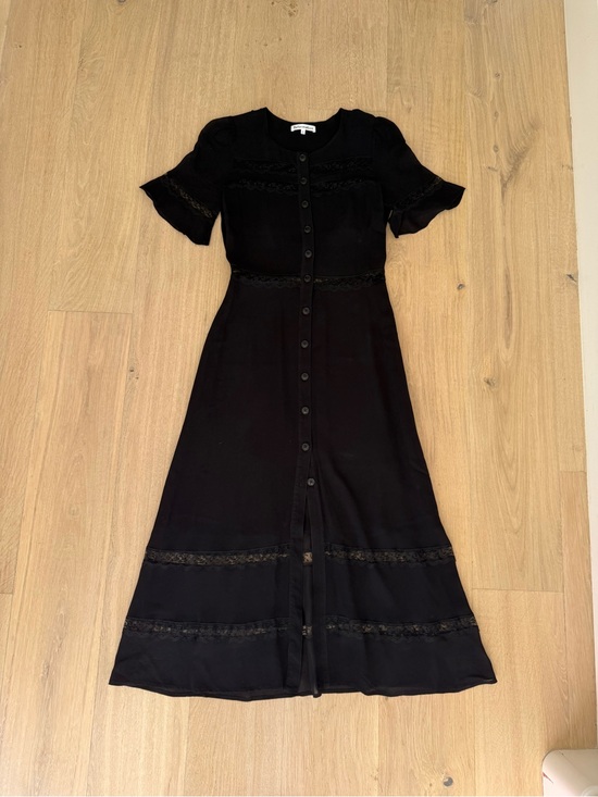 Reformation Dresses & Skirts - Reformation Black Button-Front Midi Dress with Lace Trim